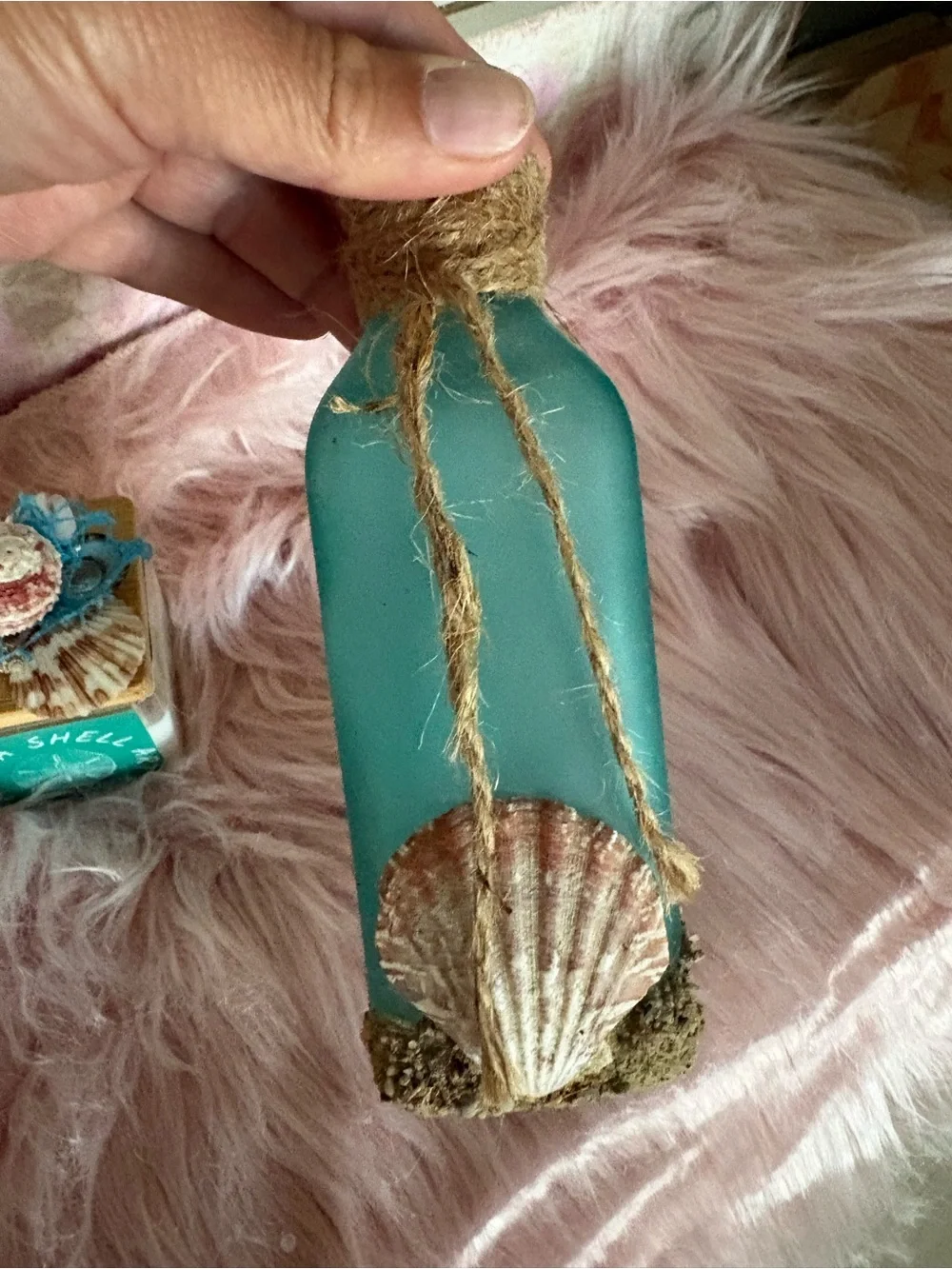 Coastal Teal Glass Bottle with Jute Wrap - (Brand Unbranded)